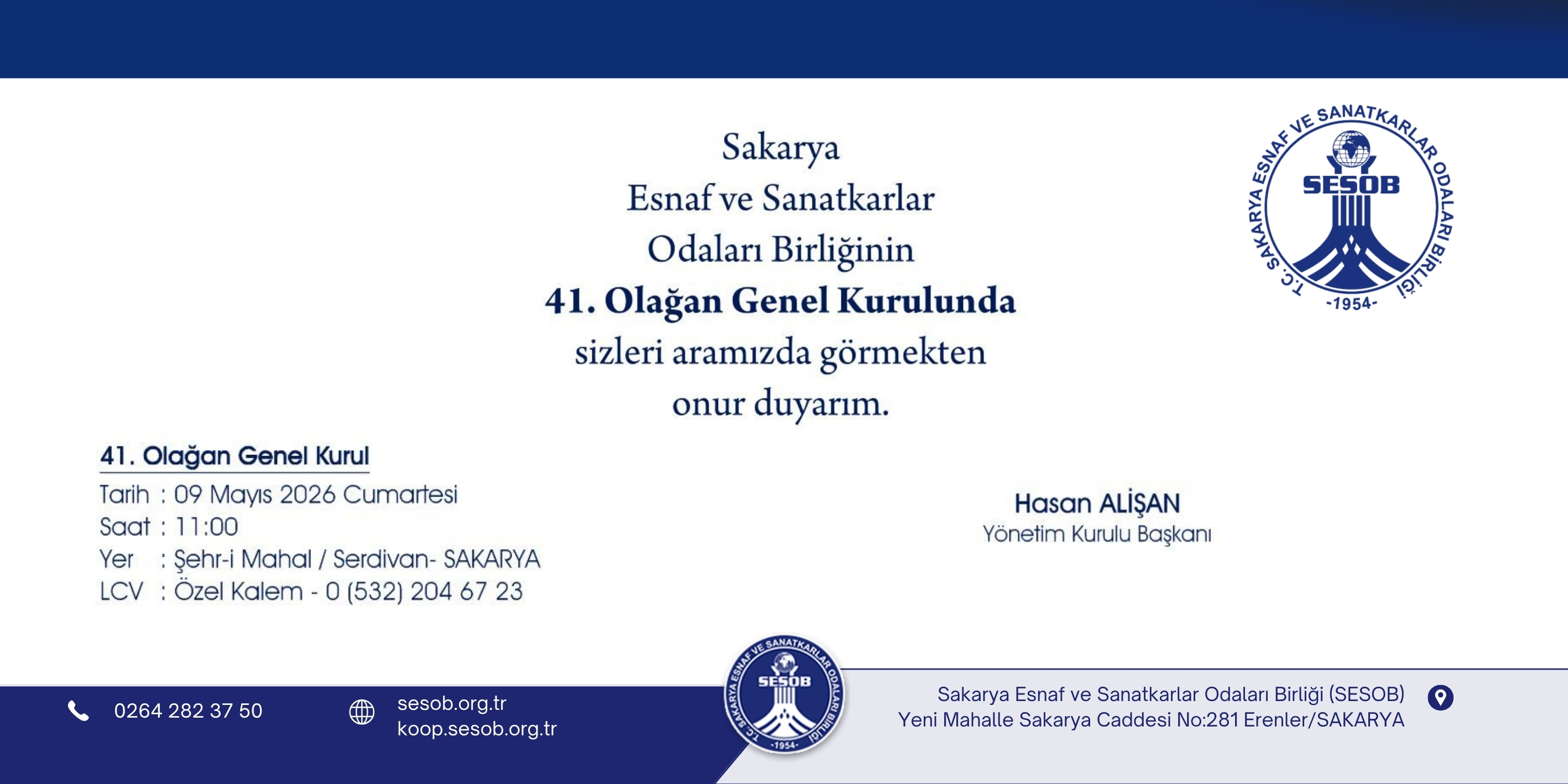 SESOB OLAĞAN GENEL KURUL DAVETİYESİ